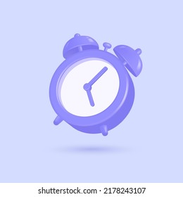 3d alarm clock in a realistic style. vector cartoon illustration.