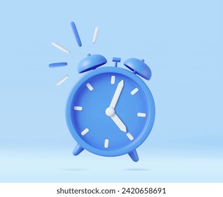 3d alarm clock. watch icon minimal design concept of sleeping timer. 3d rendering Vector illustration