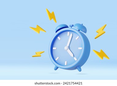 3d alarm clock. watch icon minimal design concept of sleeping timer. 3d rendering Vector illustration