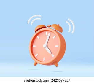 3d alarm clock. watch icon minimal design concept of sleeping timer. 3d rendering Vector illustration