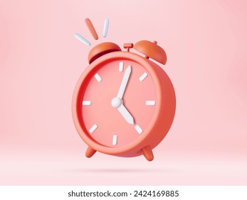 3d alarm clock. watch icon minimal design concept of sleeping timer. 3d rendering Vector illustration