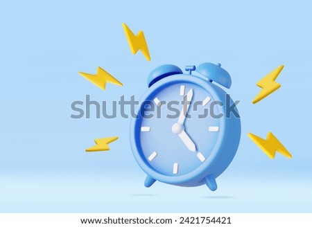 3d alarm clock. watch icon minimal design concept of sleeping timer. 3d rendering Vector illustration