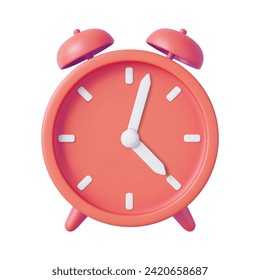 3d alarm clock. watch minimal design concept of time. 3d alarm for watch hour and minute. 3d rendering. Vector illustration