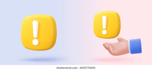 3d alert notice icon sign on speech bubble. negative check list buttons choice for false, urgency correct, tick message reminder for problem. 3d emergency icon vector render illustration