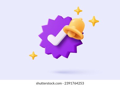 3d alert notification icon isolated on background. negative check list button choice for false, correct, tick, problem, fail on application. emergency 3d icon vector with 3D rendering illustration