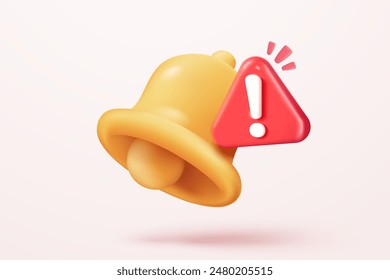 3d alert notification icon isolated on background. negative check list button choice for false, correct, tick, problem, fail on application. emergency icon vector with shadow 3D rendering illustration