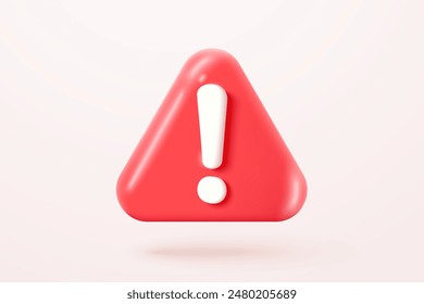 3d alert notification icon isolated on background. negative check list button choice for false, correct, tick, problem, fail on application. emergency icon vector with shadow 3D rendering illustration