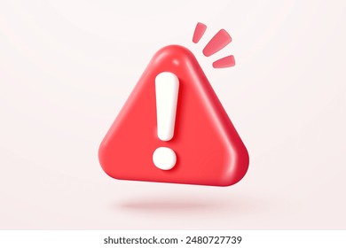 3d alert notification icon isolated on background. negative check list button choice for false, correct, tick, problem, fail on application. emergency icon vector with shadow 3D rendering illustration