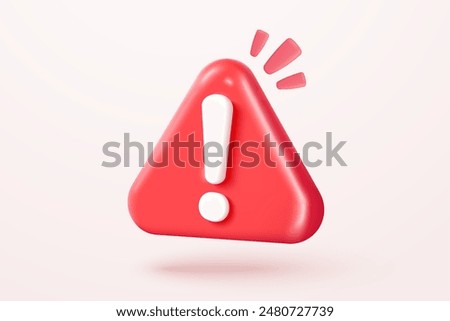 3d alert notification icon isolated on background. negative check list button choice for false, correct, tick, problem, fail on application. emergency icon vector with shadow 3D rendering illustration