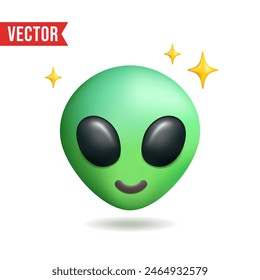 3D alien emoji isolated on white background. Vector illustration.