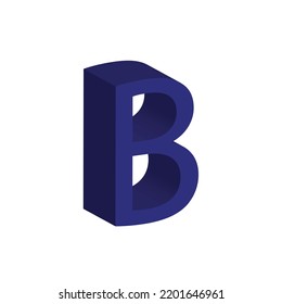 Alfabeto 3D B en color azul. Gran letra B. Aislado sobre fondo blanco. vector de ilustración de clip