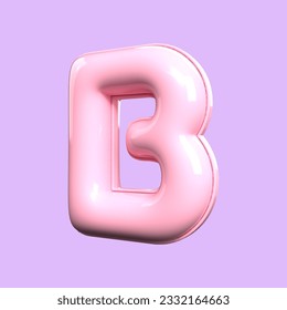 3d  alphabet B pink cute render valentine