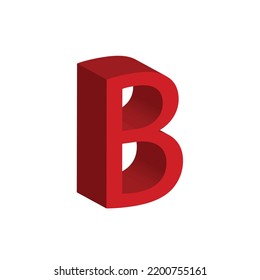 Alfabeto B 3D en color rojo. Gran letra B. Aislado sobre fondo blanco. vector de ilustración de clip