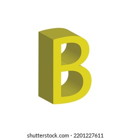 3D alphabet B in yellow colour. Big letter B. Isolated on white background. clip art illustration vector