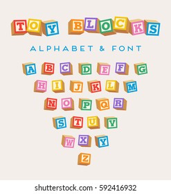 3D alphabet blocks, toy baby blocks font in bright colors