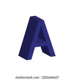 3D alphabet A in blue colour. Big letter A. Isolated on white background. clip art illustration vector