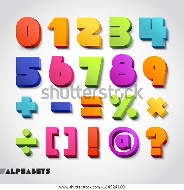 3d Alphabet Colorful Numbers Vector Illustration Stock Vector (Royalty