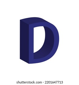 Alfabeto 3D en color azul. Gran letra D. Aislado sobre fondo blanco. vector de ilustración de clip