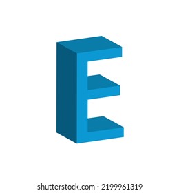 3D alphabet E in sky blue colour. Big letter E. Isolated on white background. clip art illustration vector