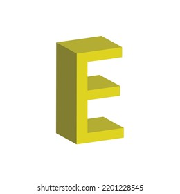 3D alphabet E in yellow colour. Big letter E. Isolated on white background. clip art illustration vector