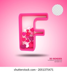 3d alphabet with element heart icon pink color