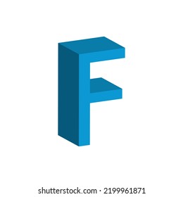 3D alphabet F in sky blue colour. Big letter F. Isolated on white background. clip art illustration vector