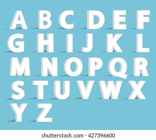 3d alphabet font with flat long shadow effect. Vector illustration. Alphabet vector.Vector Alphabet isolated
