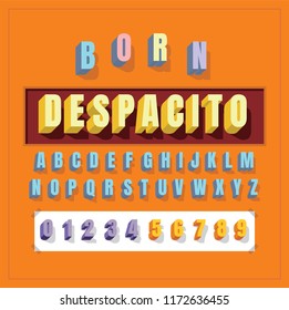 3D alphabet font letter vector style. Easy change colour. Layered.