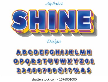 3d alphabet font  Vector of stylized  font and alphabet new design font typeface retro font
