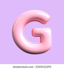 3d  alphabet G pink cute render valentine