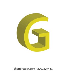Alfabeto G 3D en color amarillo. Gran letra G. Aislado sobre fondo blanco. vector de ilustración de clip