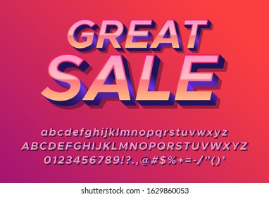 3d alphabet with great sale word template for ads banner