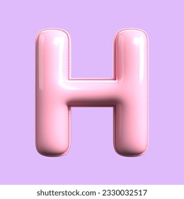 3d  alphabet H pink cute render valentine