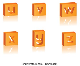 3D Alphabet Icon Symbol Set U V W X Y Z EPS 8 vector, grouped for easy editing.
