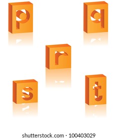 3D Alphabet Icon Symbol Set P Q R S T EPS 8 vector, grouped for easy editing.