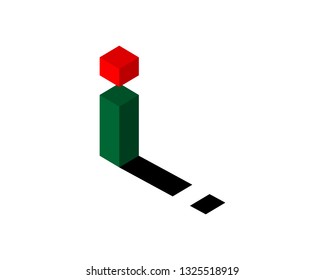 3D alphabet initial "i" typography logo design
