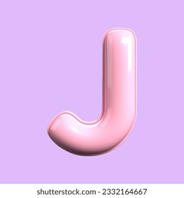 3d  alphabet J pink cute render valentine