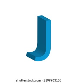 3D alphabet J in sky blue colour. Big letter J. Isolated on white background. clip art illustration vector