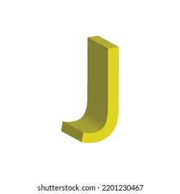 Alfabeto J 3D en color amarillo. Gran letra J. Aislado sobre fondo blanco. vector de ilustración de clip