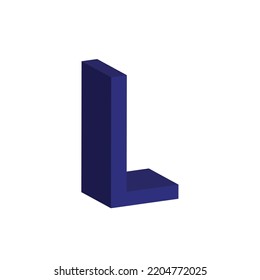 Alfabeto 3D L en color azul. Gran letra L. Aislado sobre fondo blanco. vector de ilustración de clip