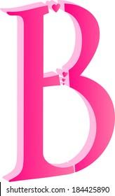 3D Alphabet Letter B Love Concept Vector