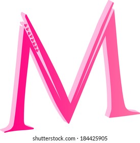 3D Alphabet Letter M Love Concept Vector