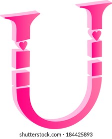 3D Alphabet Letter U Love Concept Vector