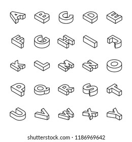 
3D Alphabet Letters Line Vector Set 
