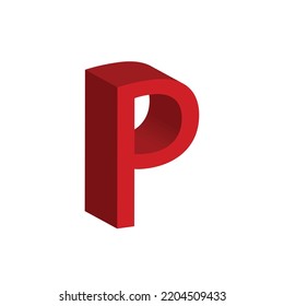 3D alphabet P in red colour. Big letter P. Isolated on white background. clip art illustration vector