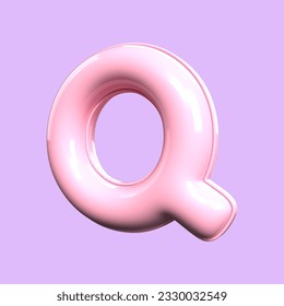 3d  alphabet Q pink cute render valentine