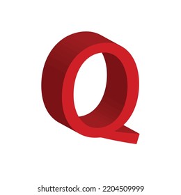 3D alphabet Q in red colour. Big letter Q. Isolated on white background. clip art illustration vector