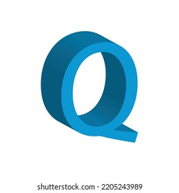 3D alphabet Q in sky blue colour. Big letter Q. Isolated on white background. clip art illustration vector