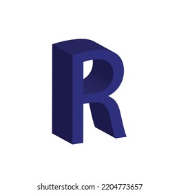 3D alphabet R in blue colour. Big letter R. Isolated on white background. clip art illustration vector