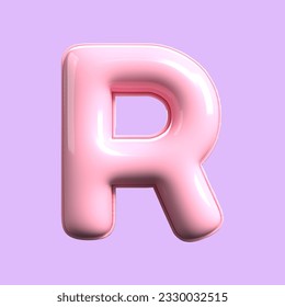 3d  alphabet R pink cute render valentine